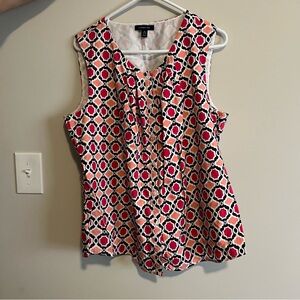 Lands' End Pink and Black Geometric Blouse